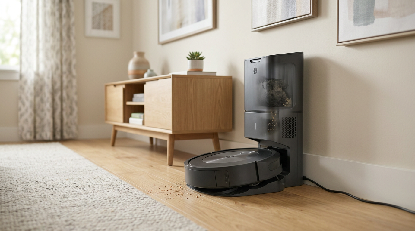 Close up of the iRobot Clean Base showing the AllergenLock bag compartment.